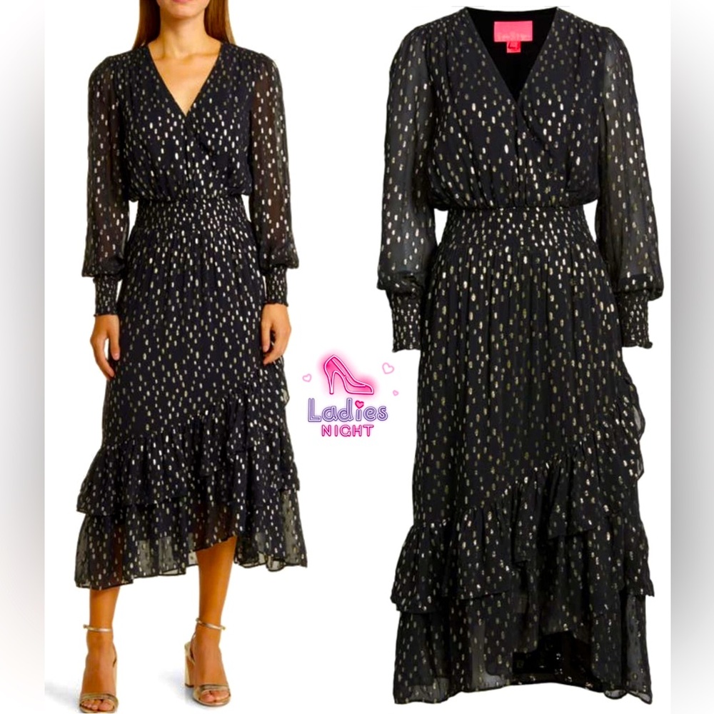 Lilly Pulitzer NWT Cristiana Midi Dress Onyx Metallic Clip $328 Size 6,8,12 - Picture 9 of 14